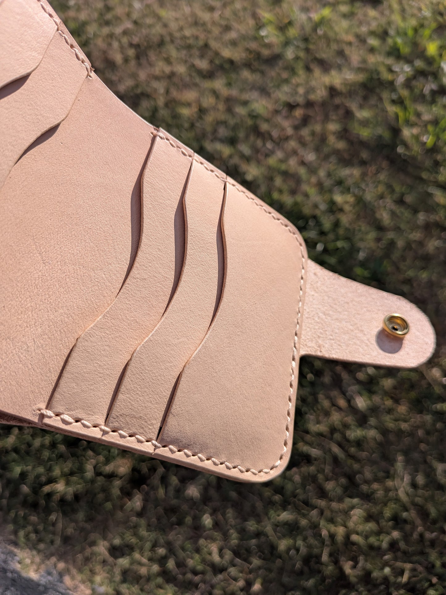 Short Snap Wallet - Raw Natural w/ Peach Cream