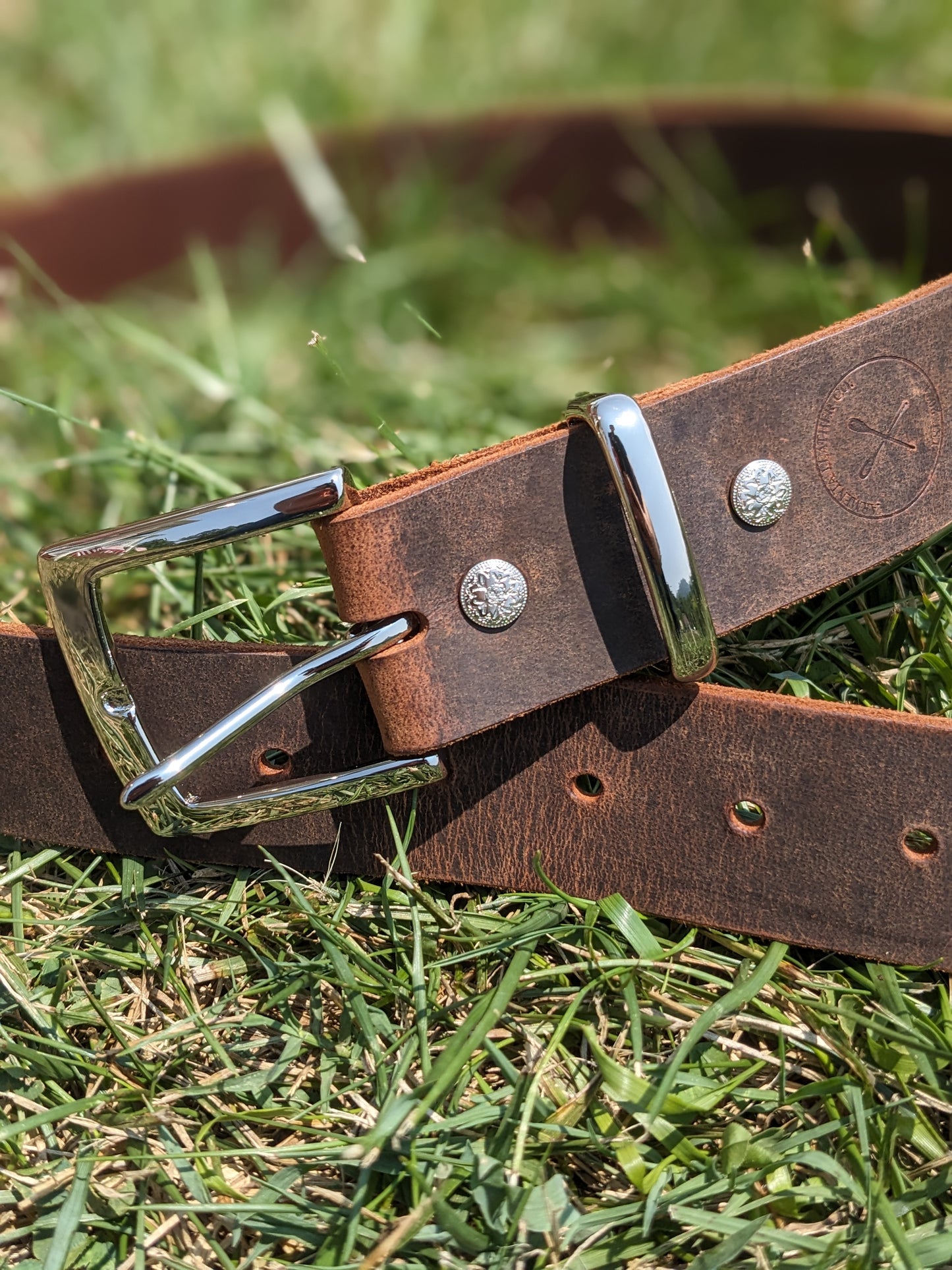 Water Buffalo Belt - Nickel Plated Brass