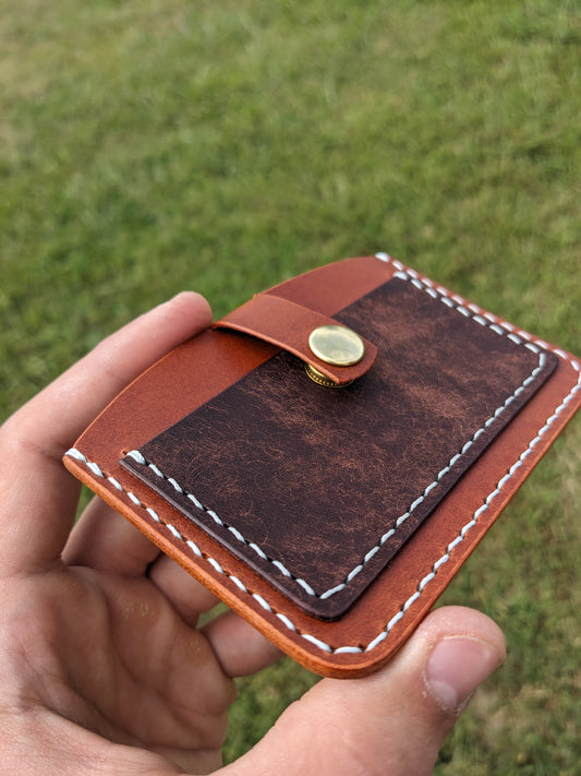 One-off Snap Wallet - Chestnut & Tobacco w/ Crystal Blue