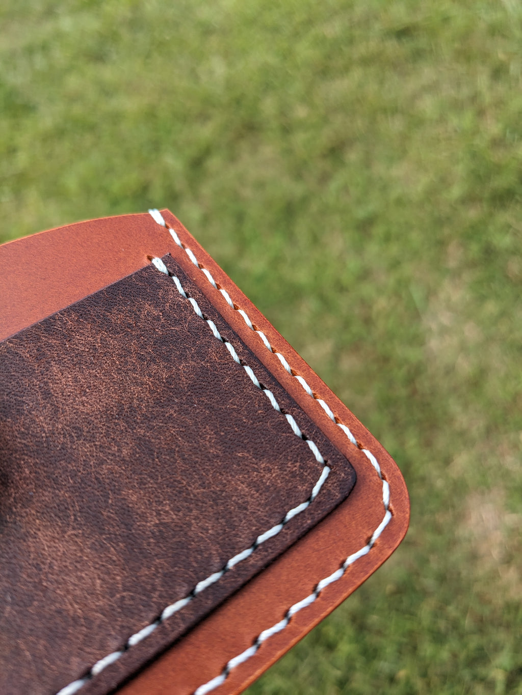 One-off Snap Wallet - Chestnut & Tobacco w/ Crystal Blue