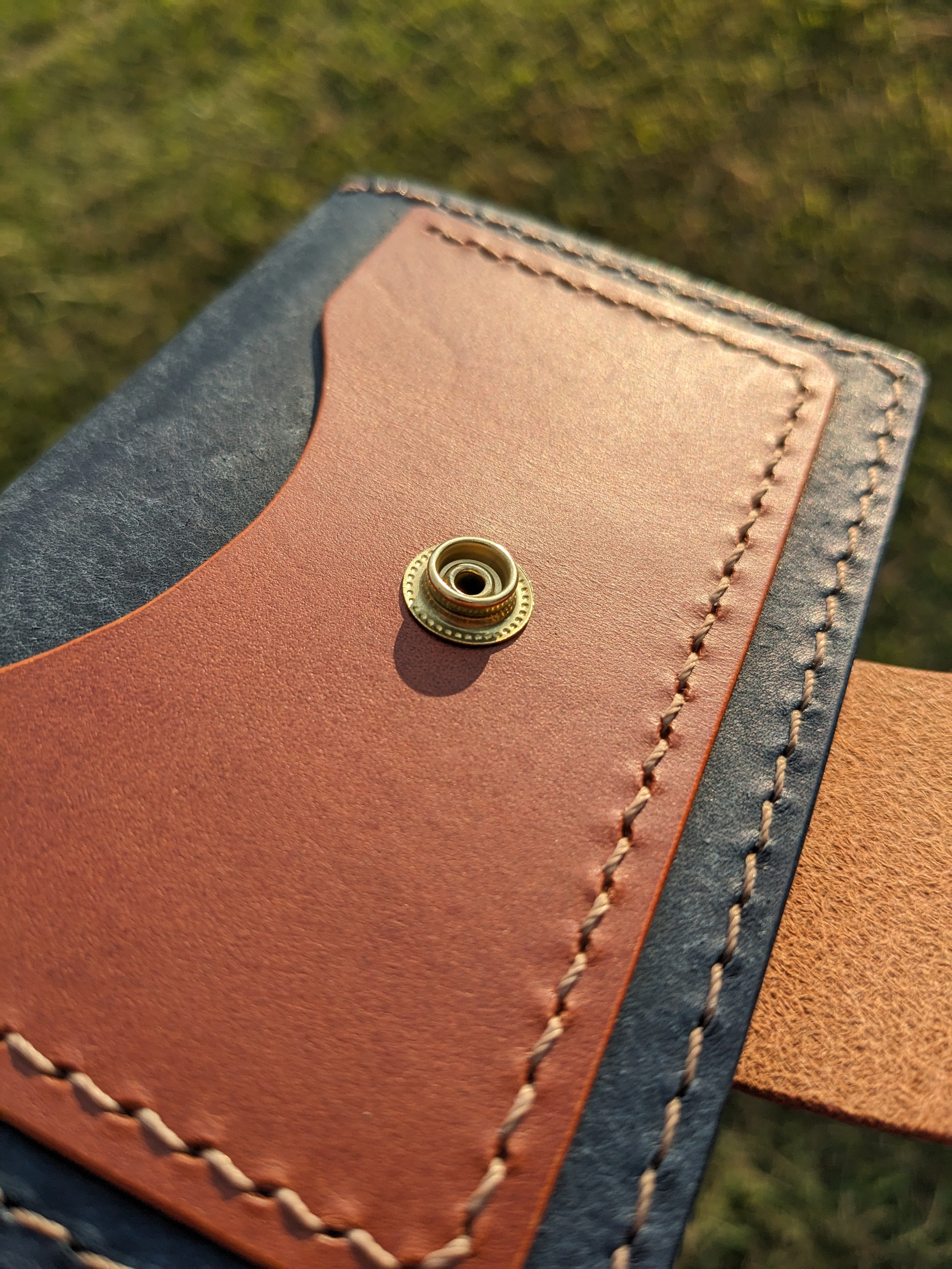 Porter Snap Wallet - Navy & Chestnut w/ Light Pecan