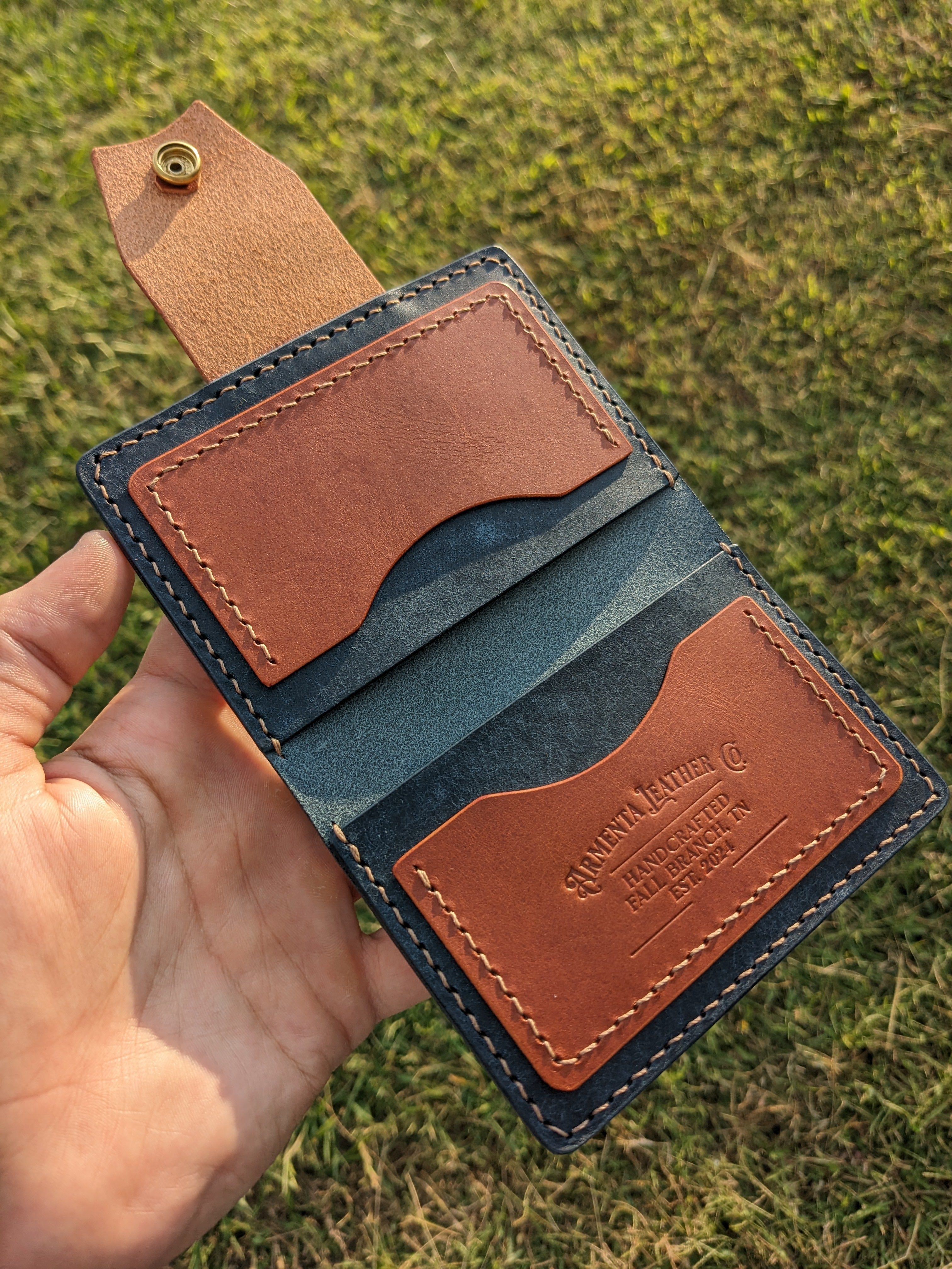 Porter Snap Wallet - Navy & Chestnut w/ Light Pecan