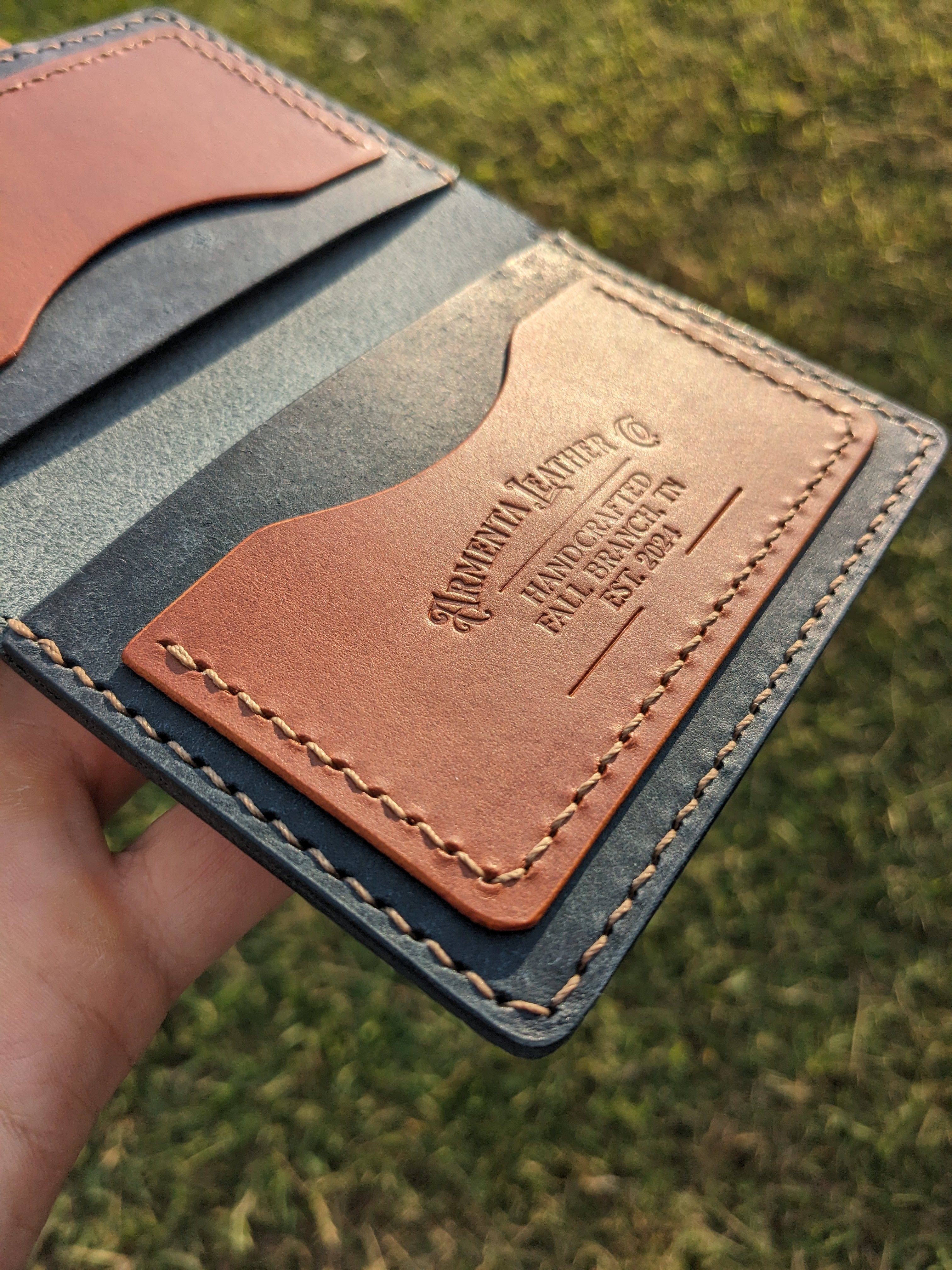 Porter Snap Wallet - Navy & Chestnut w/ Light Pecan