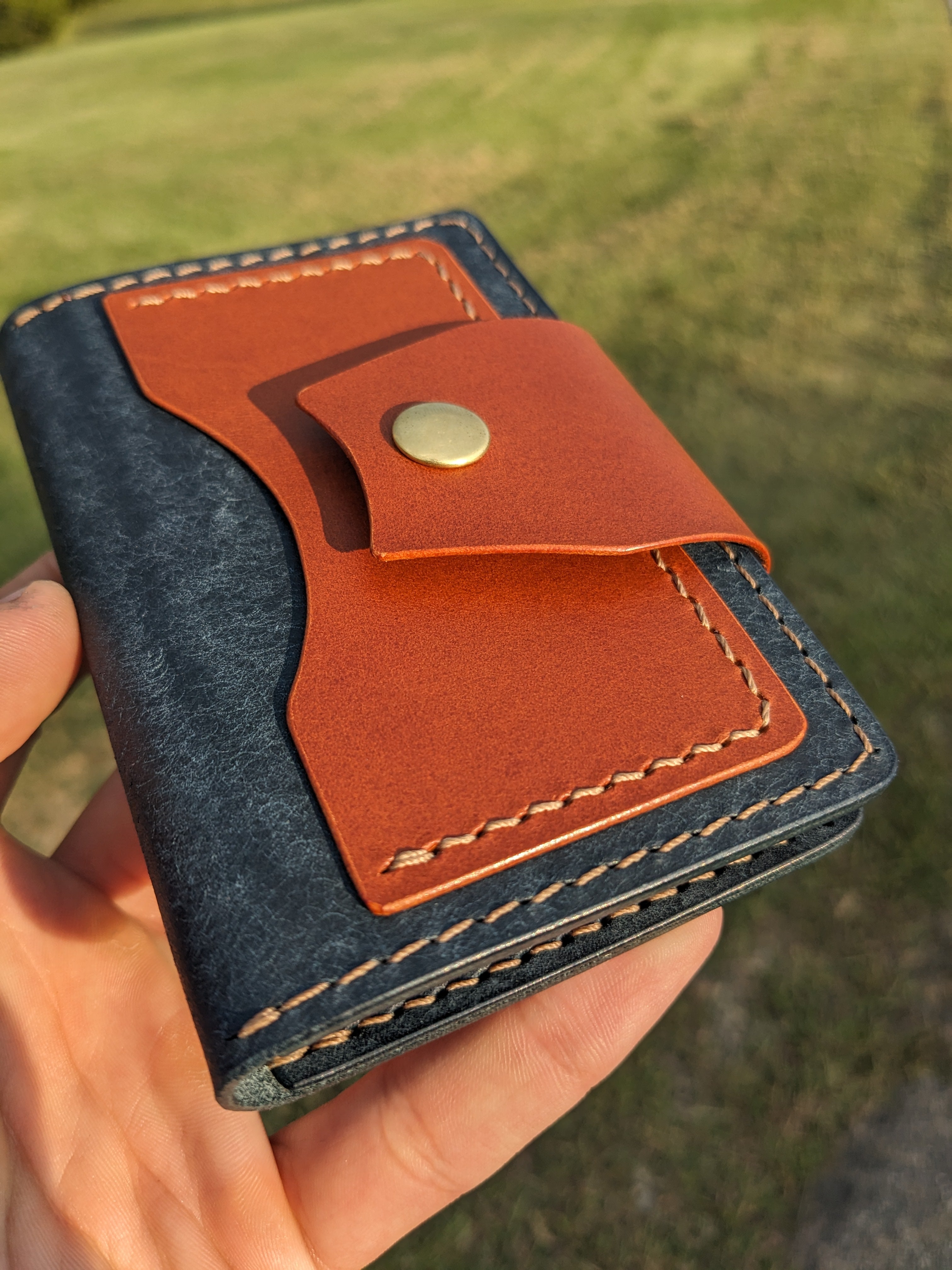 Porter Snap Wallet - Navy & Chestnut w/ Light Pecan