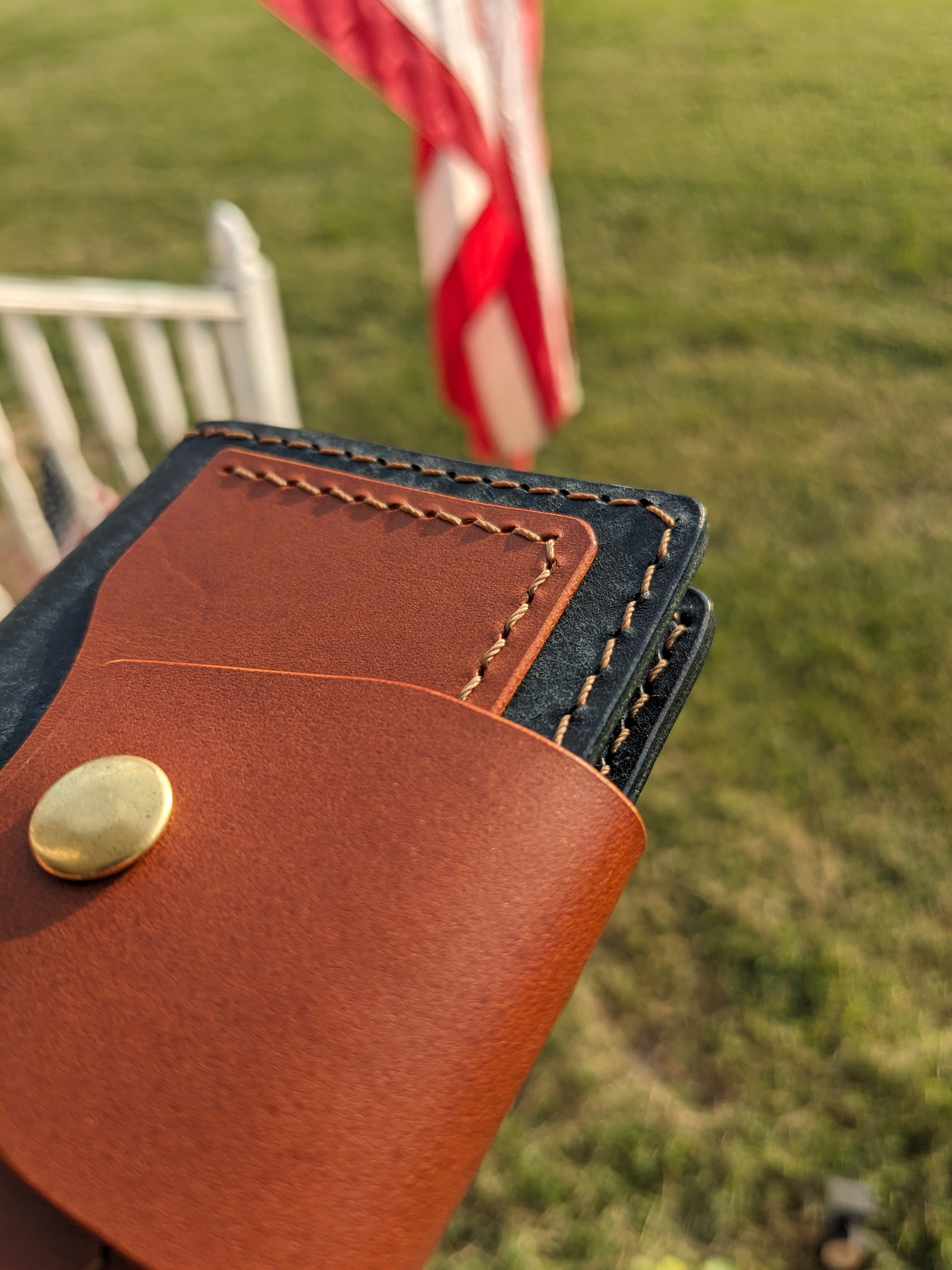Porter Snap Wallet - Navy & Chestnut w/ Light Pecan