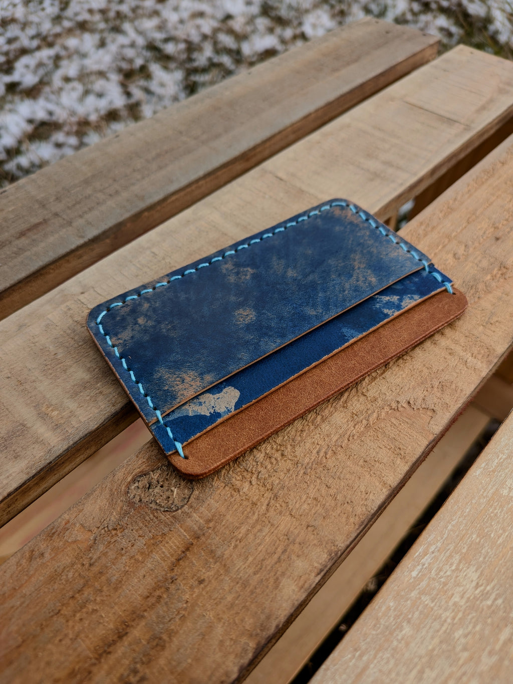 Erwin Card Wallet - Shell Cordovan & Cognac w/ Blue