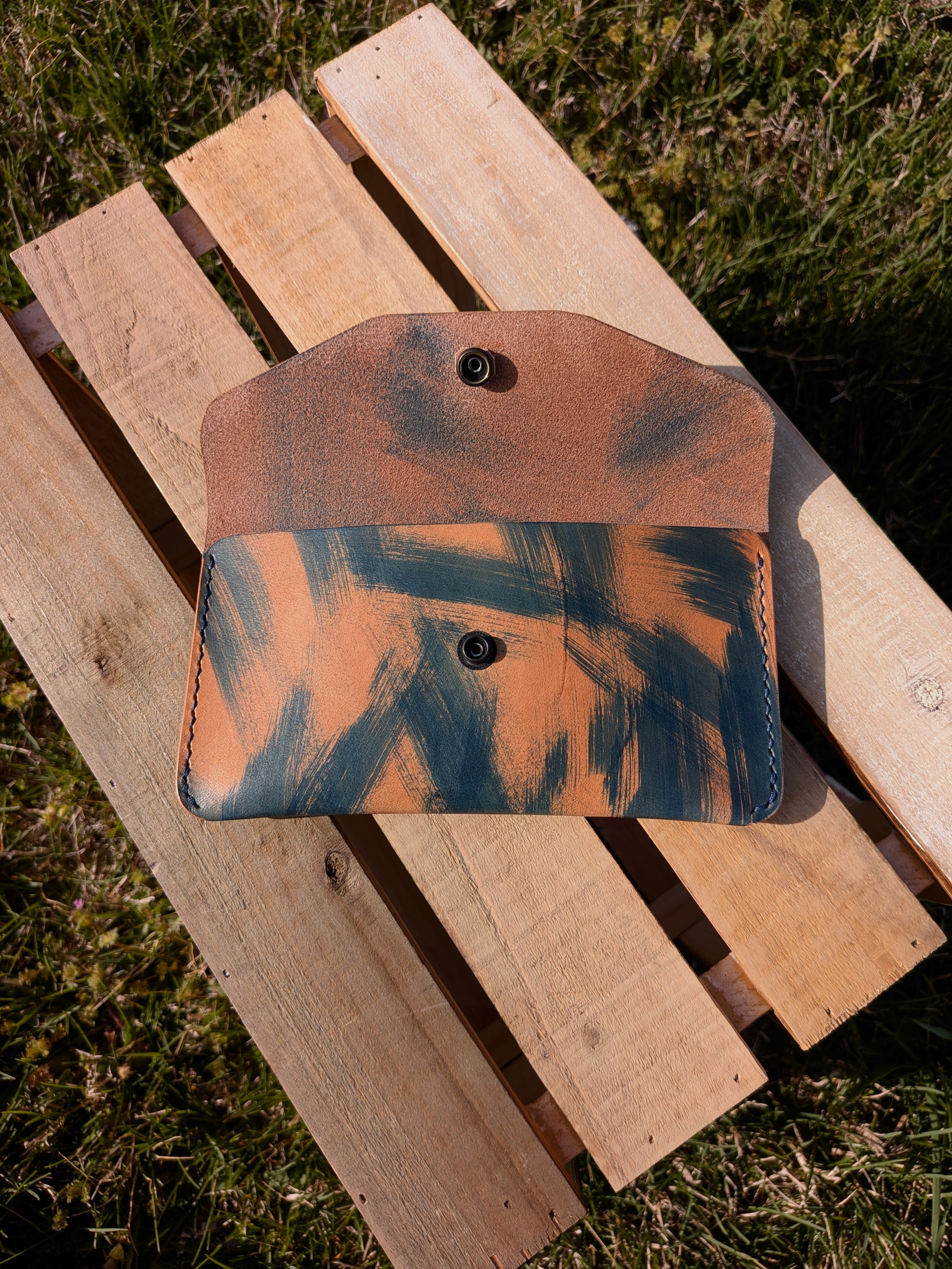 The Market Wallet - Streaked Denim