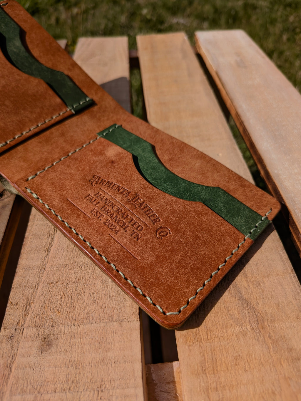 Traditional Bifold - Green & Cognac