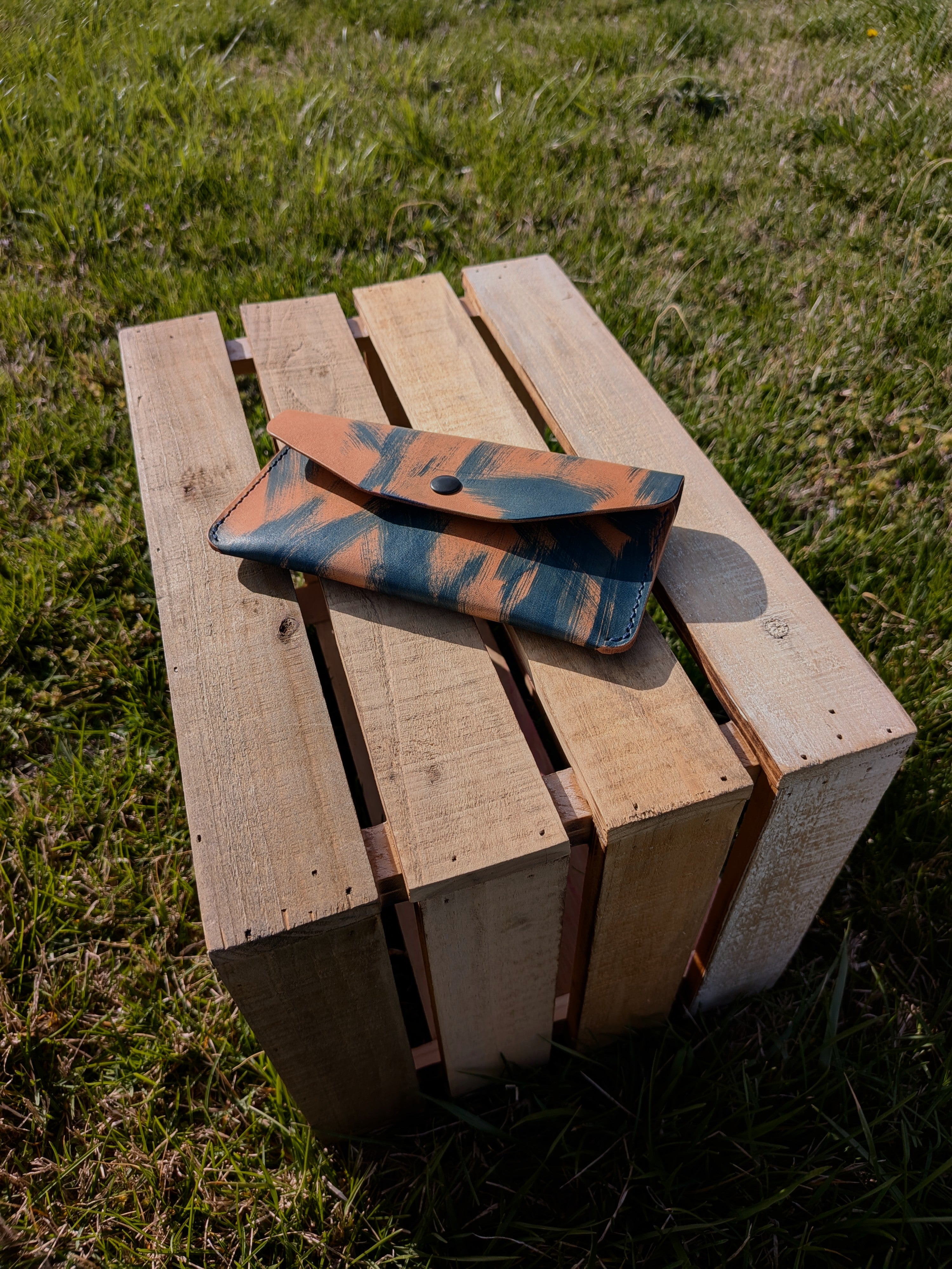 The Market Wallet - Streaked Denim