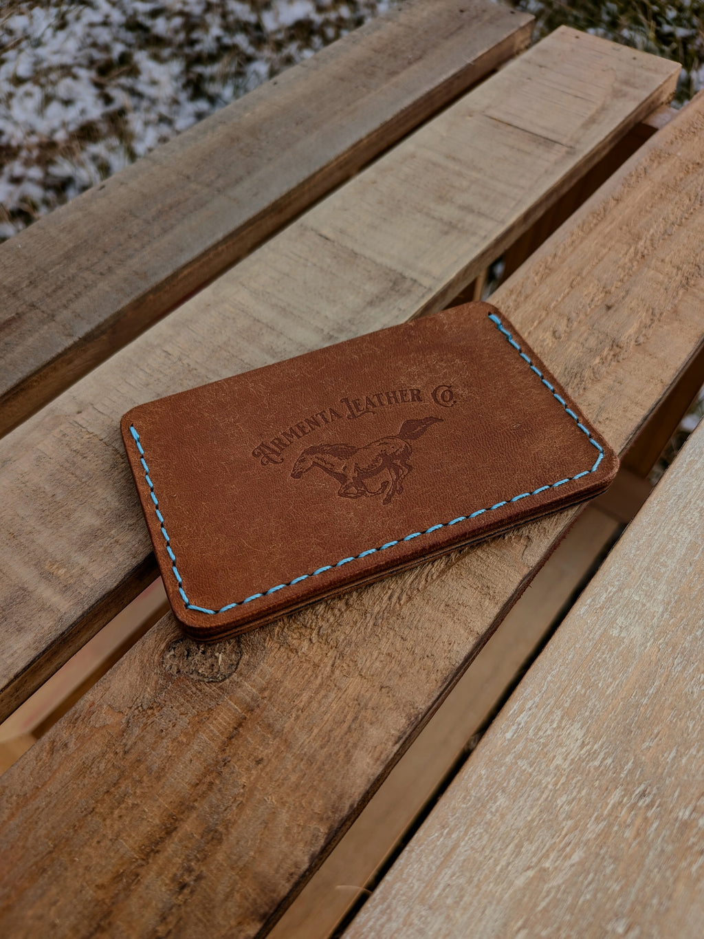 Erwin Card Wallet - Shell Cordovan & Cognac w/ Blue