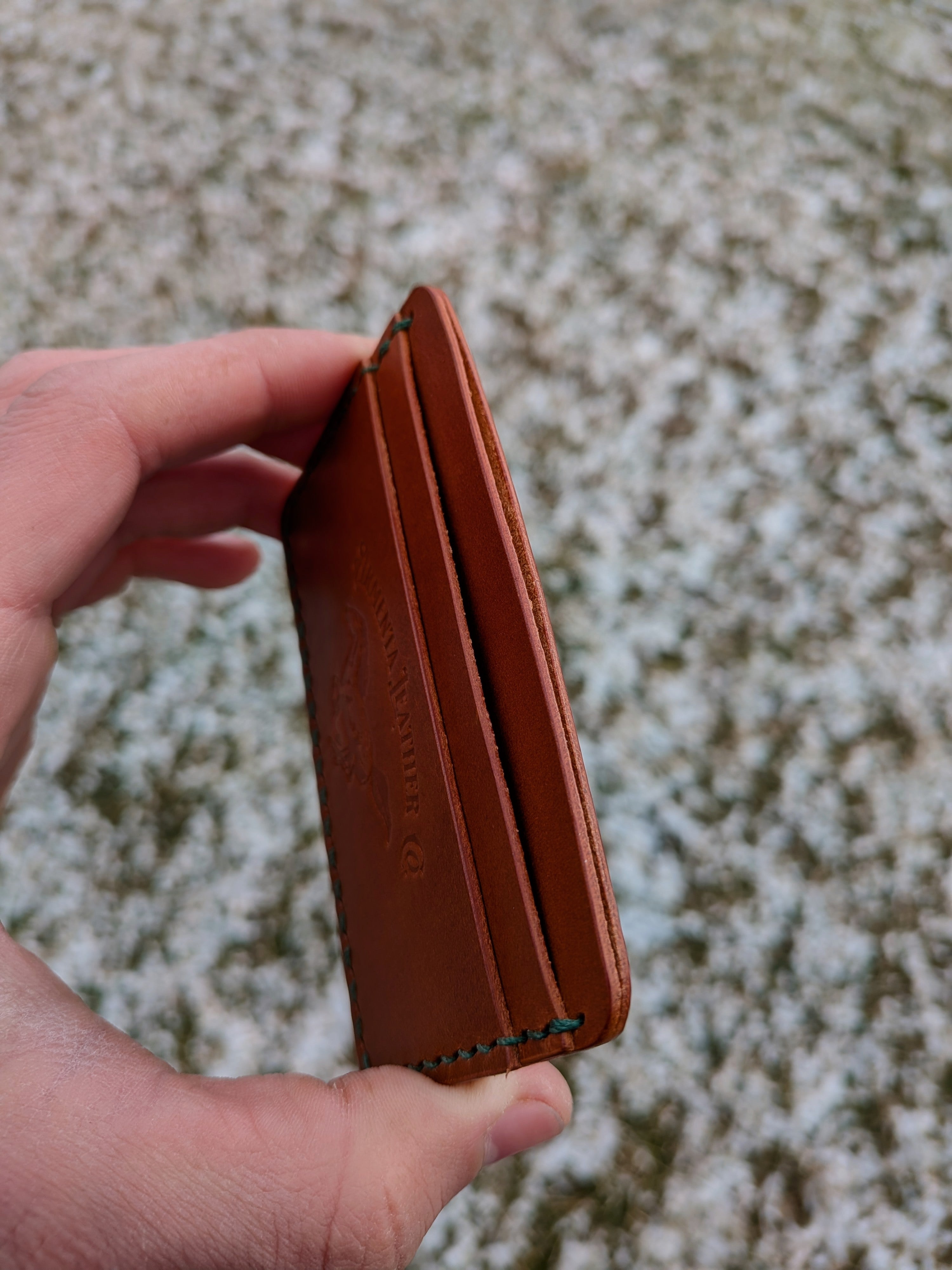 Erwin Card Wallet - Chestnut w/ Green