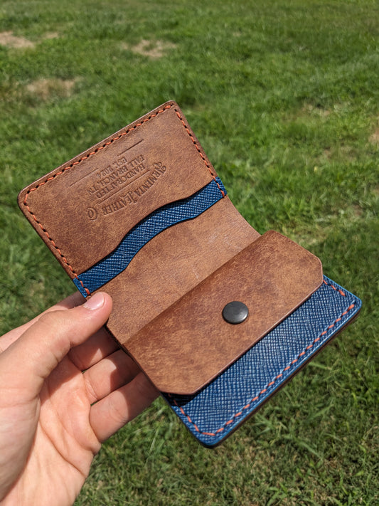 McKinley Trifold V2 - Walnut & Blue Hatched w/ Copper