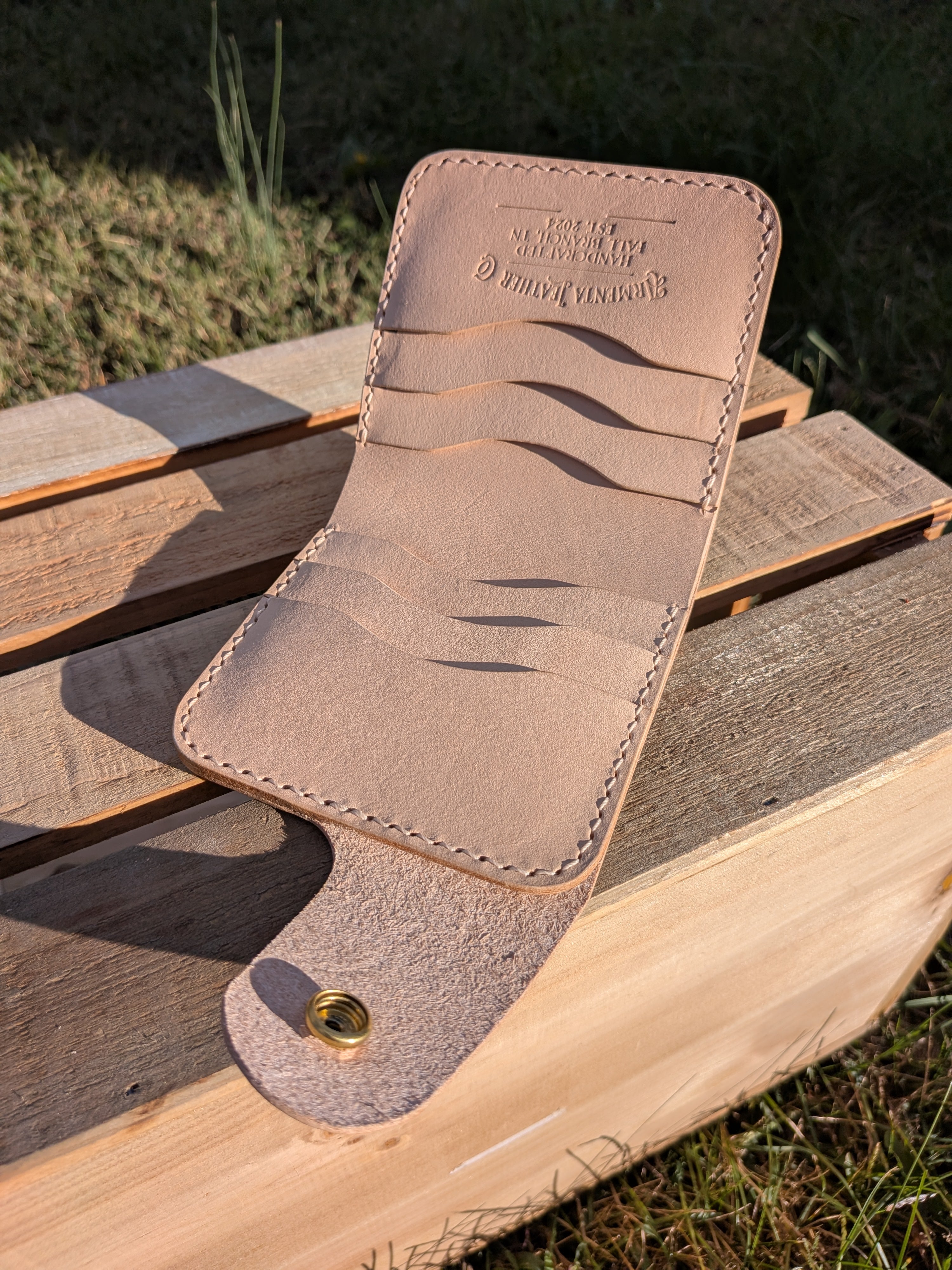 Short Snap Wallet - Raw Natural w/ Light Peach