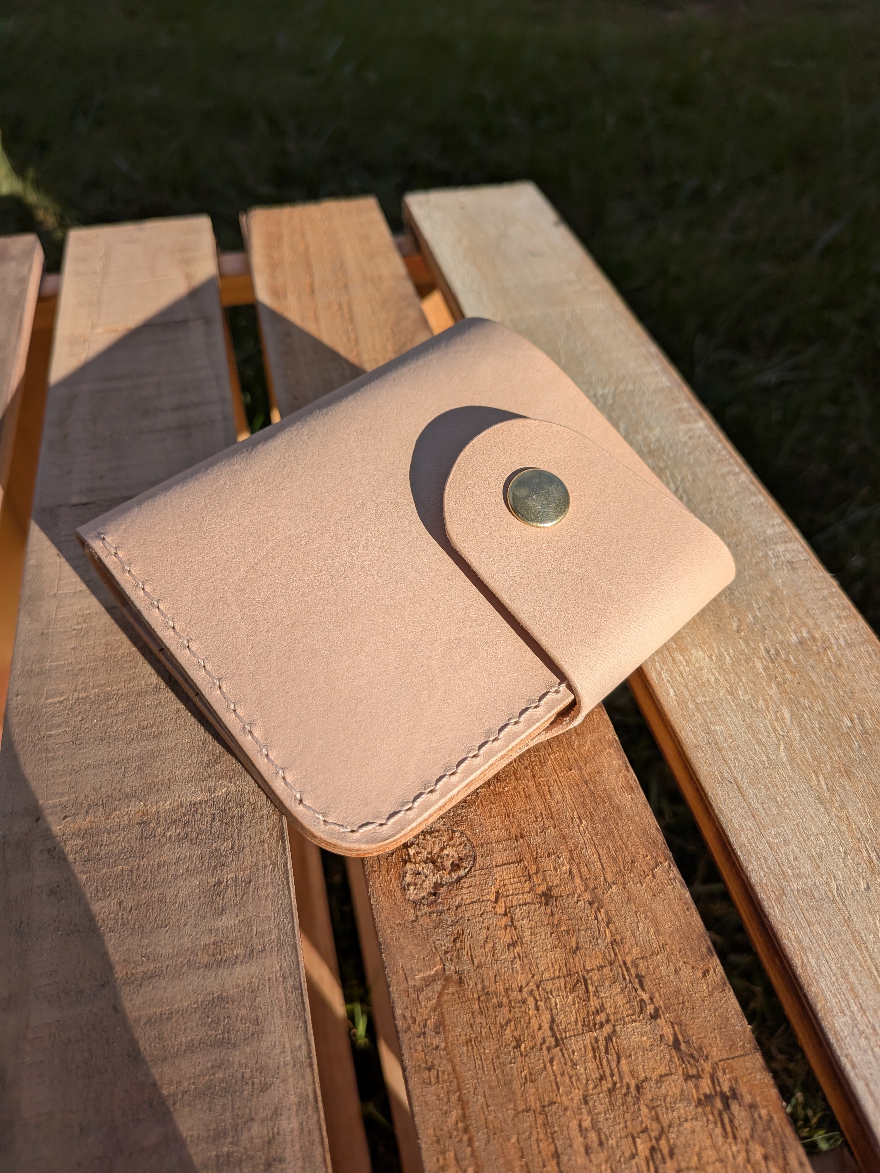 Short Snap Wallet - Raw Natural w/ Light Peach