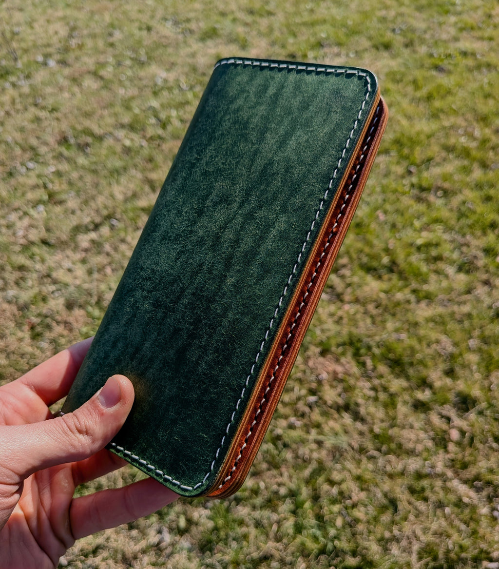 The Barkley Long Wallet - Green & Buck Brown