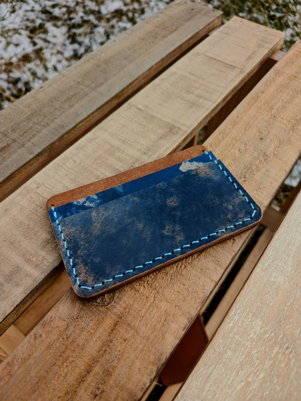 Erwin Card Wallet - Shell Cordovan & Cognac w/ Blue