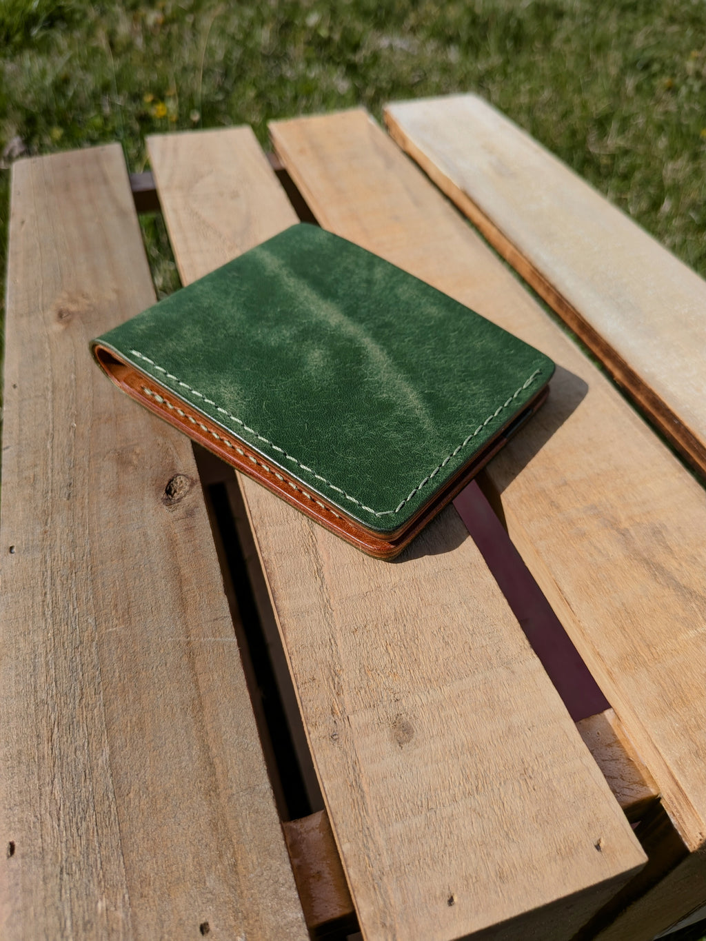 Traditional Bifold - Green & Cognac