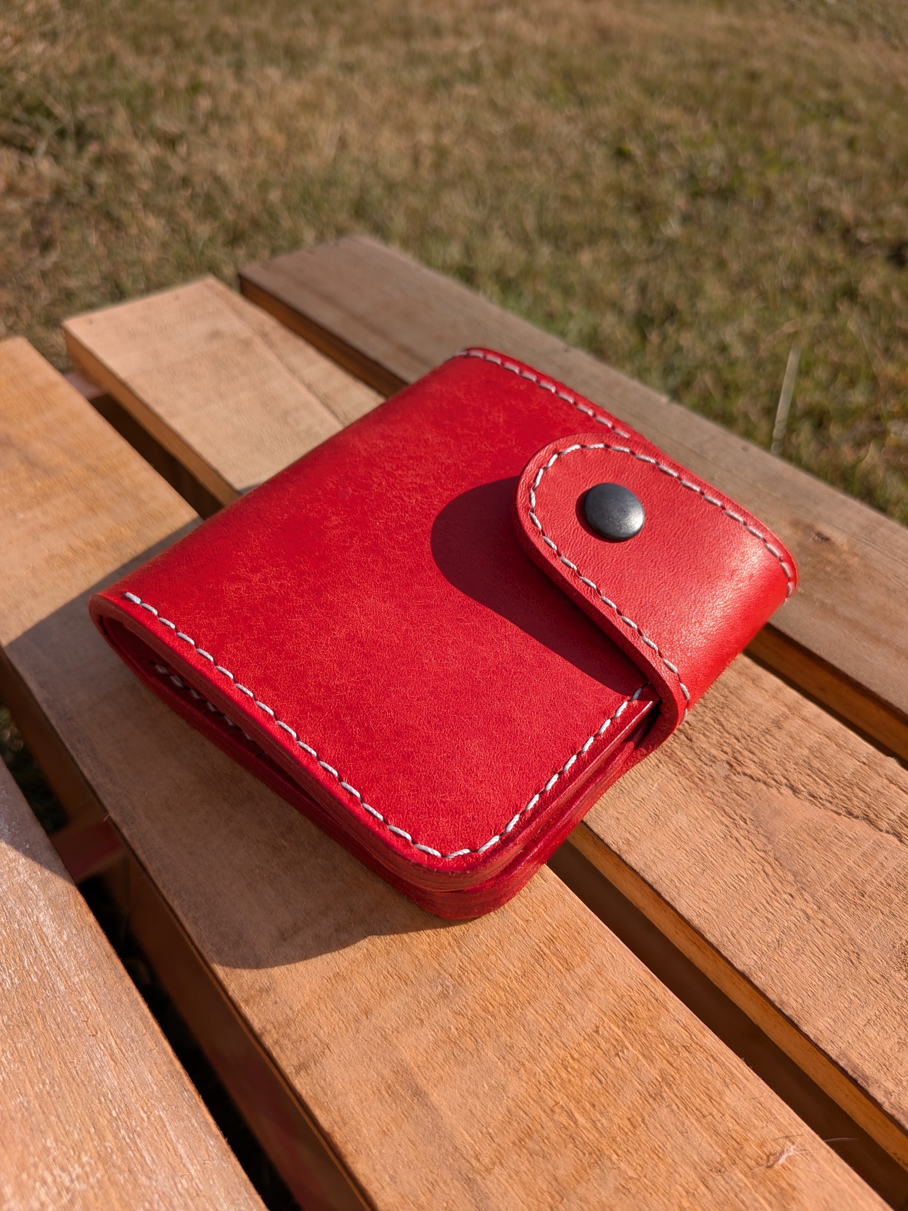 Short Snap Wallet - Red Pueblo w/ Crystal Blue