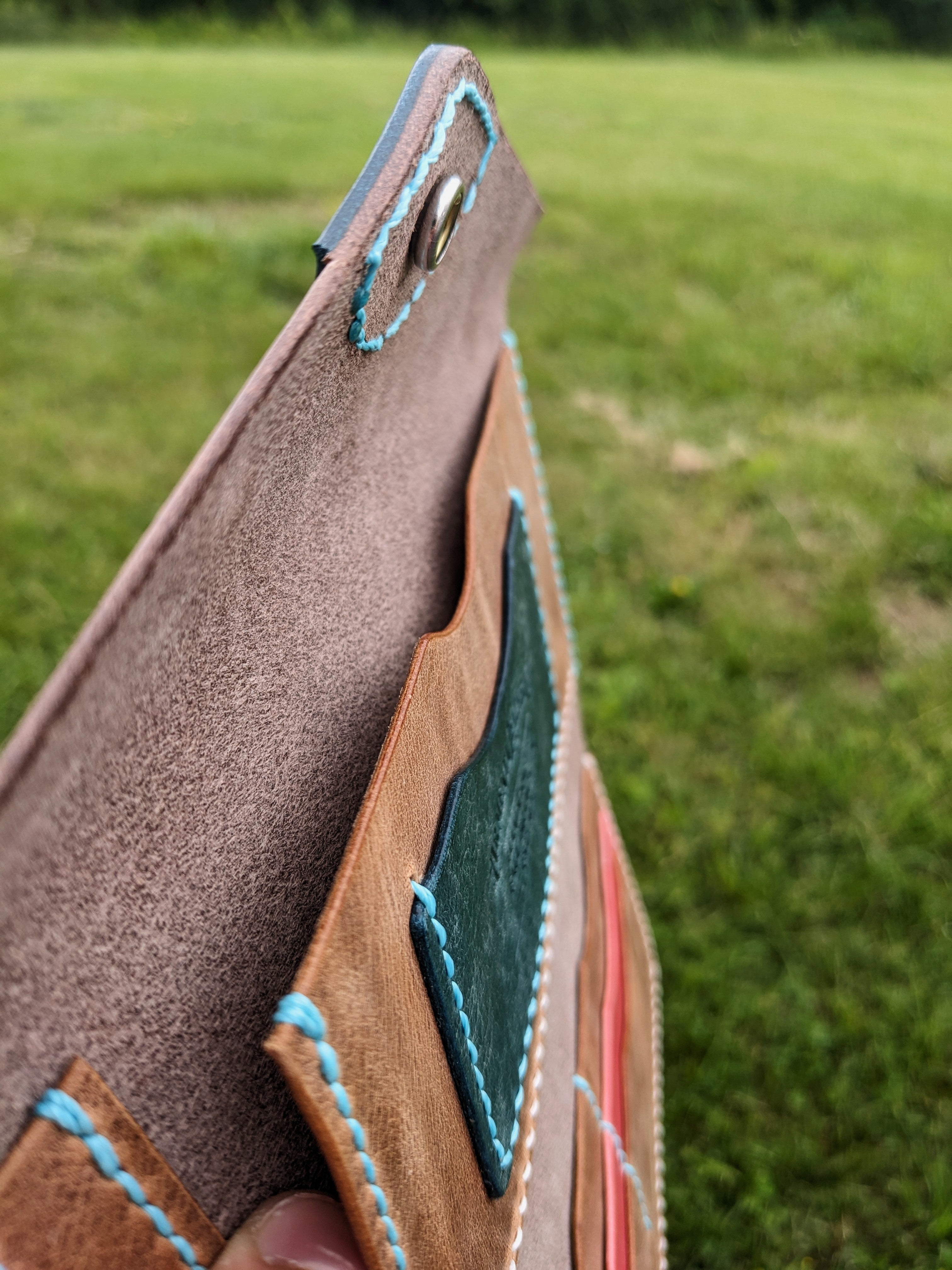 The Madeline - Quadruple Leather w/ Cream & Turquoise