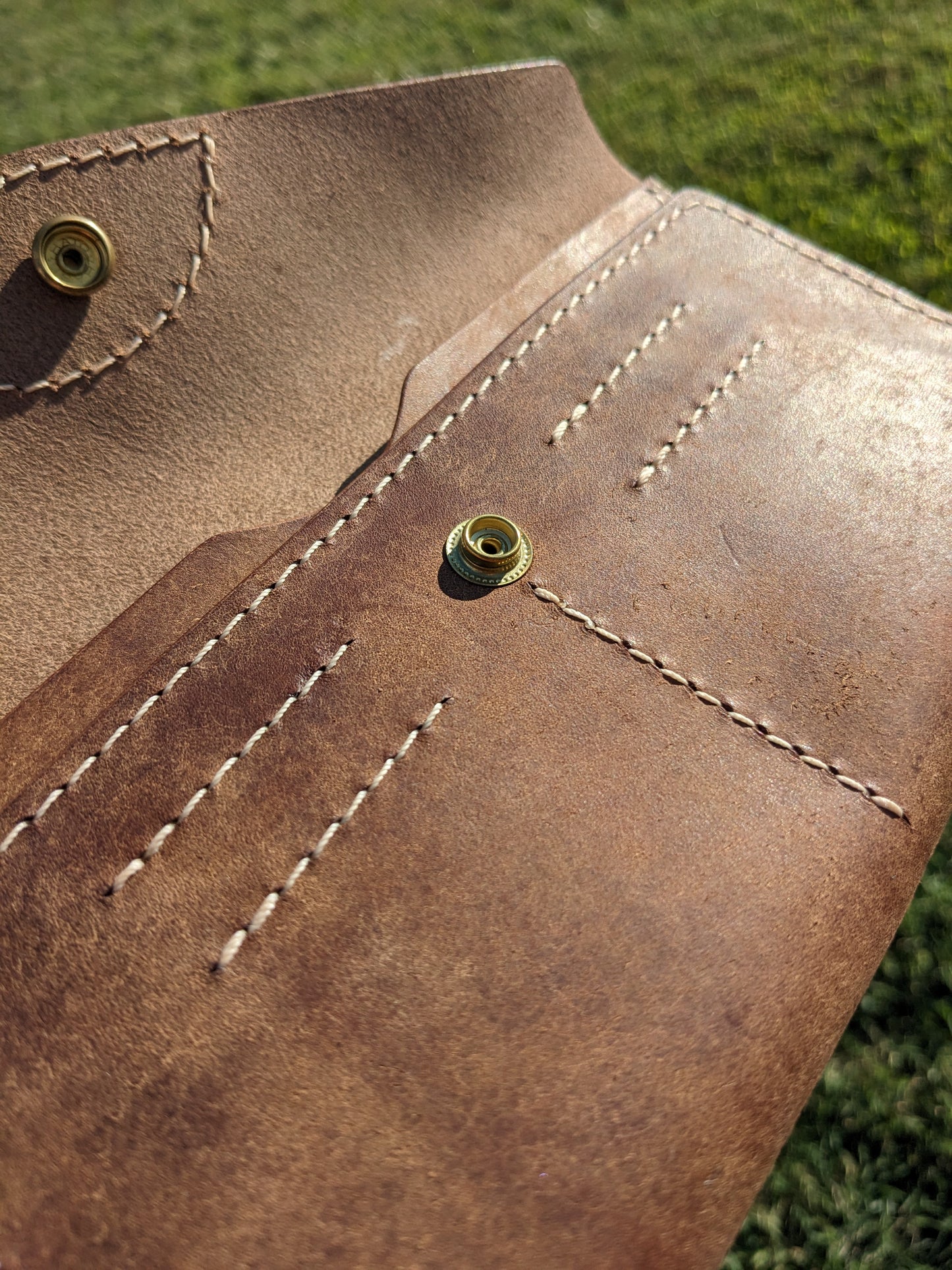 The Madeline - Walnut & Hatched Blue w/ Ivory