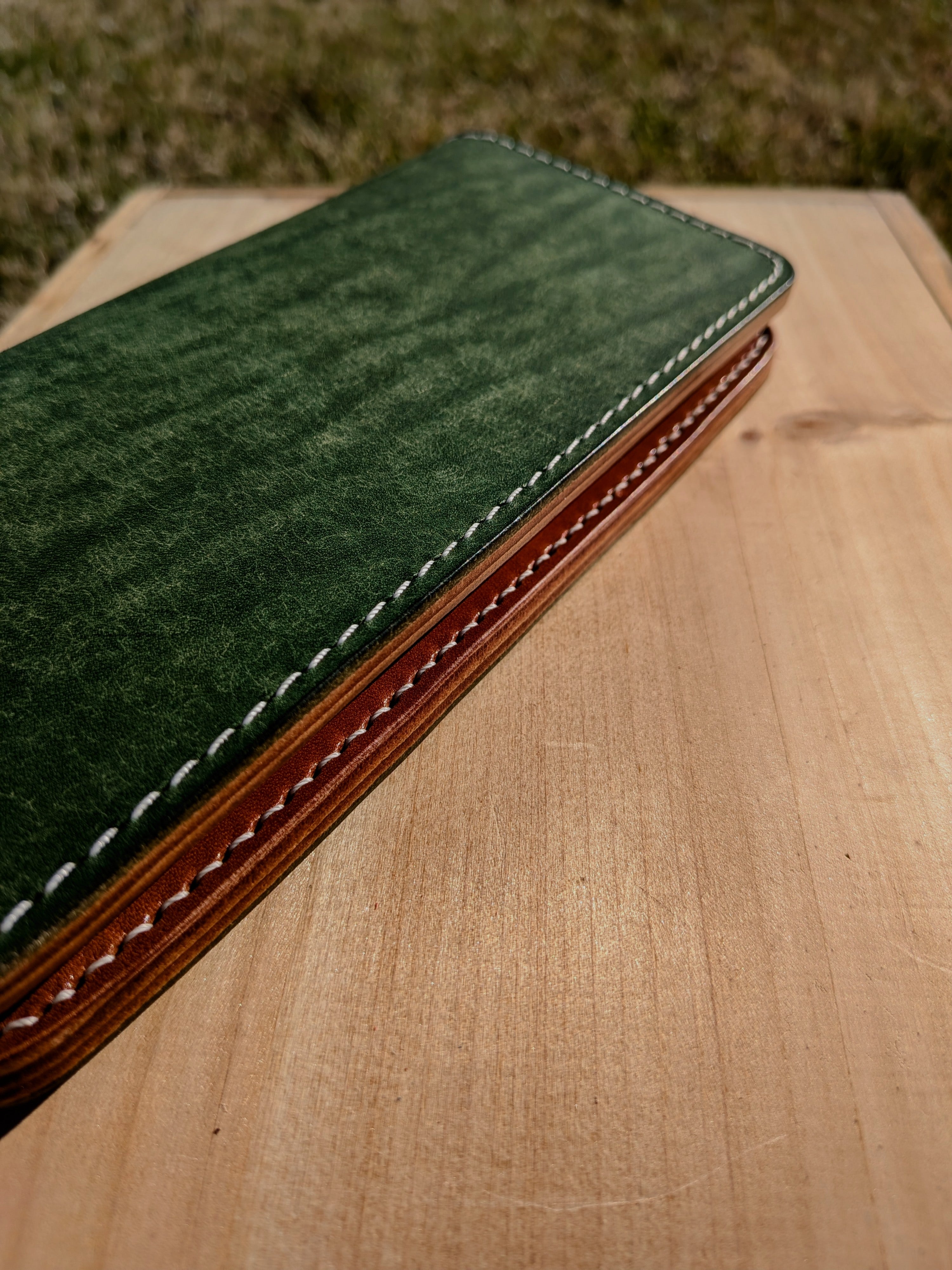 The Barkley Long Wallet - Green & Buck Brown