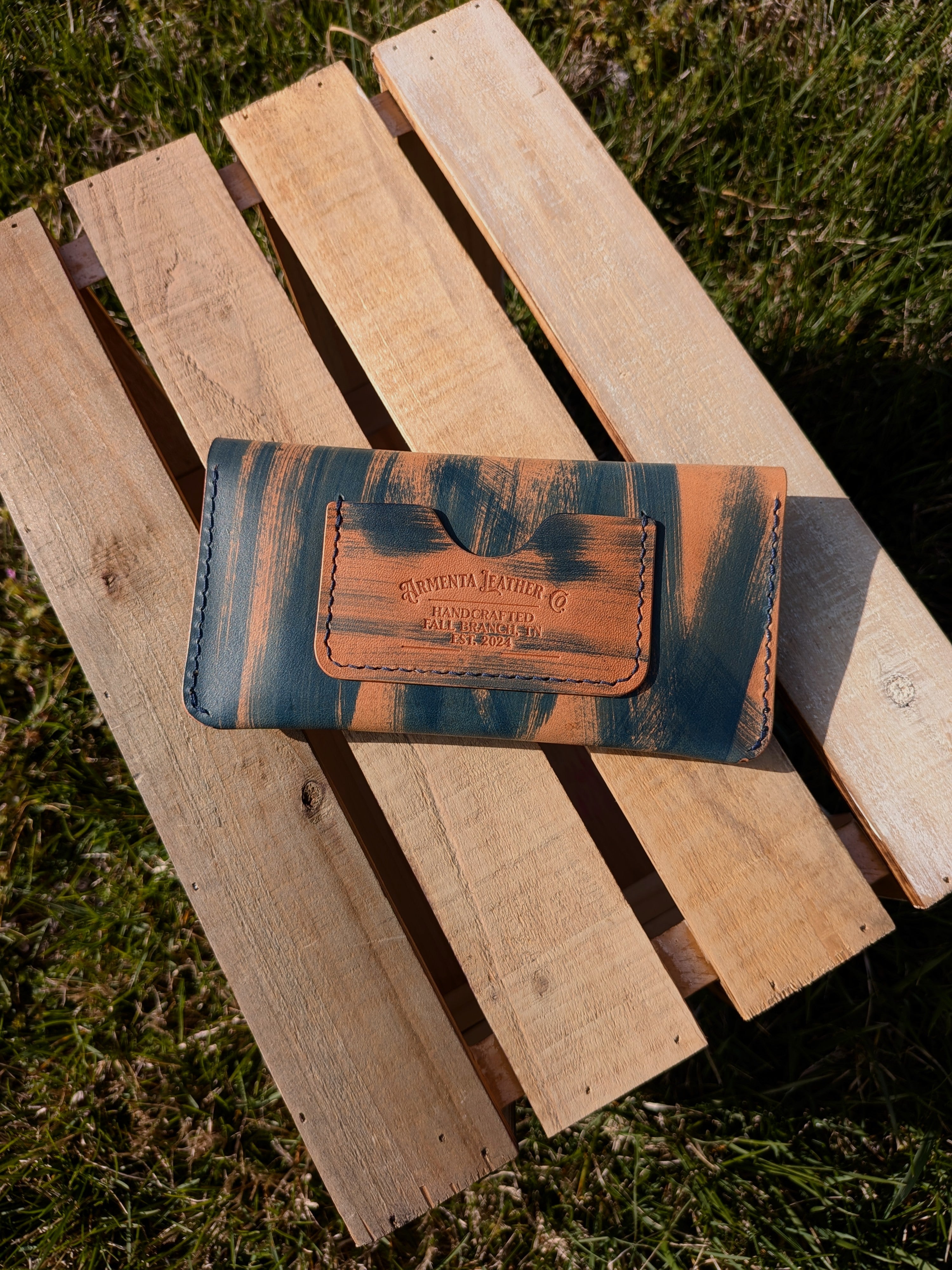 The Market Wallet - Streaked Denim