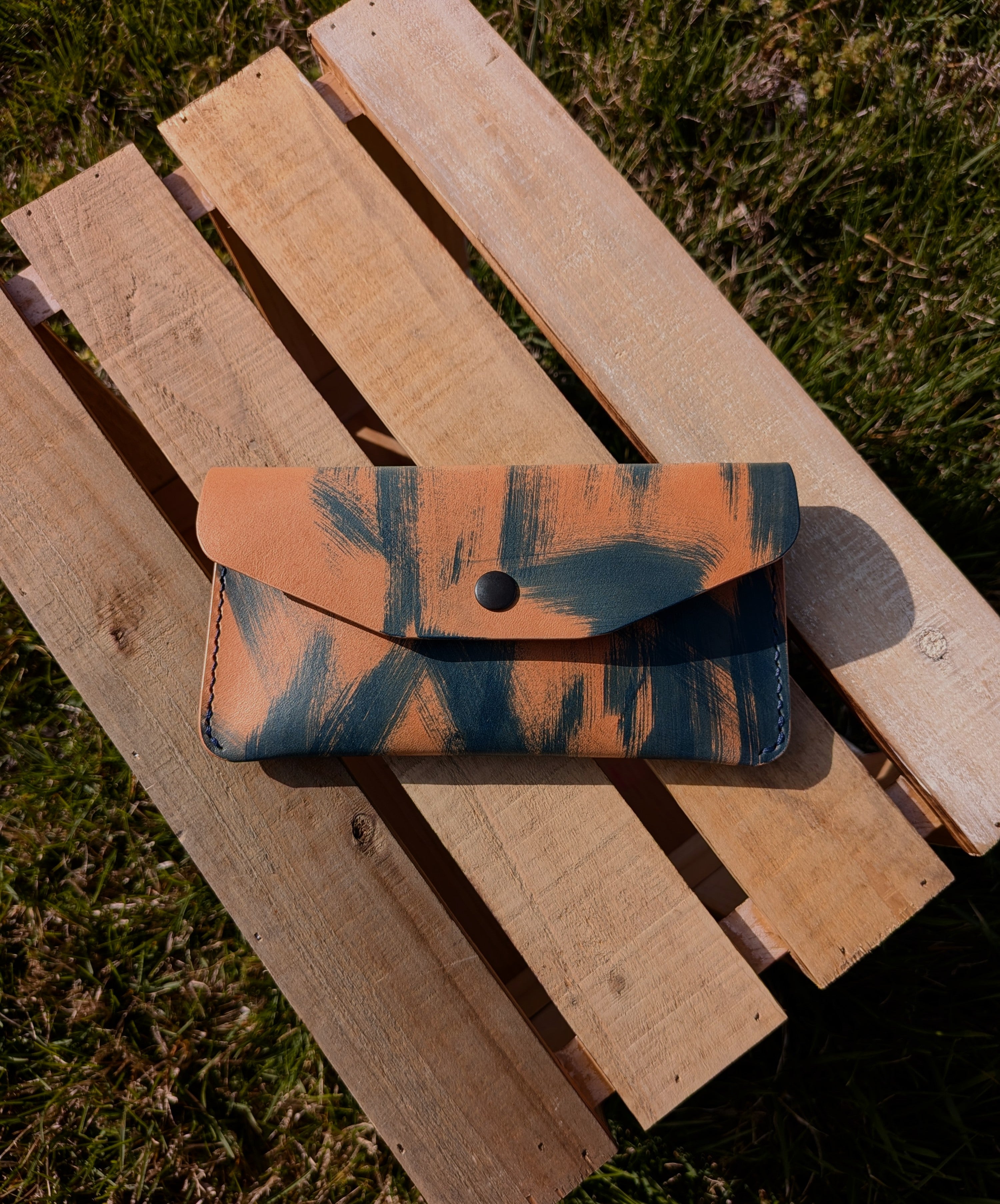 The Market Wallet - Streaked Denim