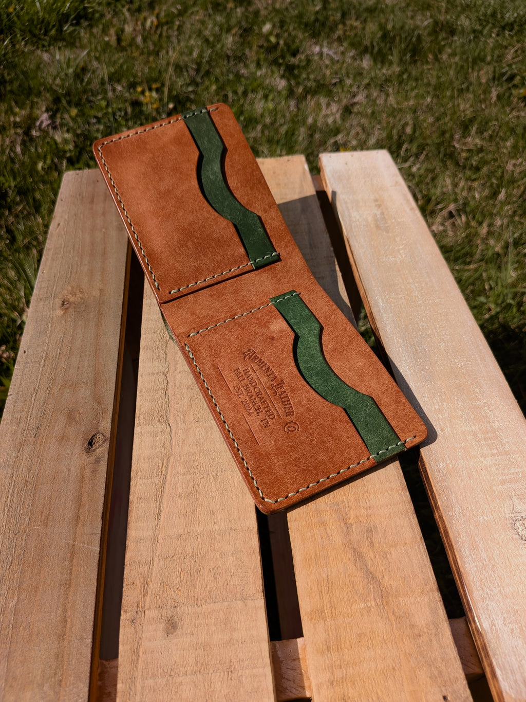 Traditional Bifold - Green & Cognac